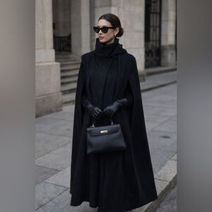 Vintage Old Money Gemini Heavyweight 100% Wool Cape Coat • Open Sleeves.